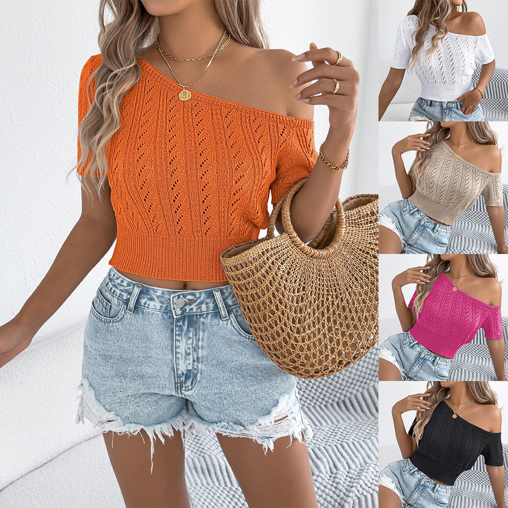 Women's Casual Twist Sleeve Holiday Navel Knitwear