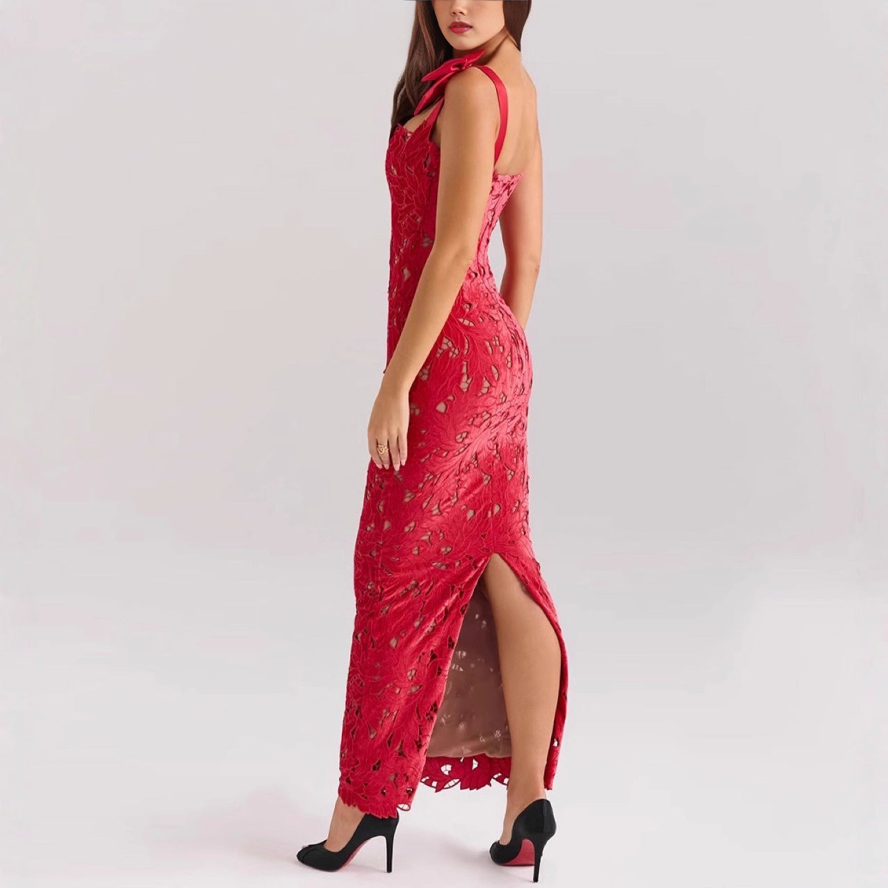 Women's Wear Sexy Lace Cutout Elegant Butterfly Bandage Suspender Dress