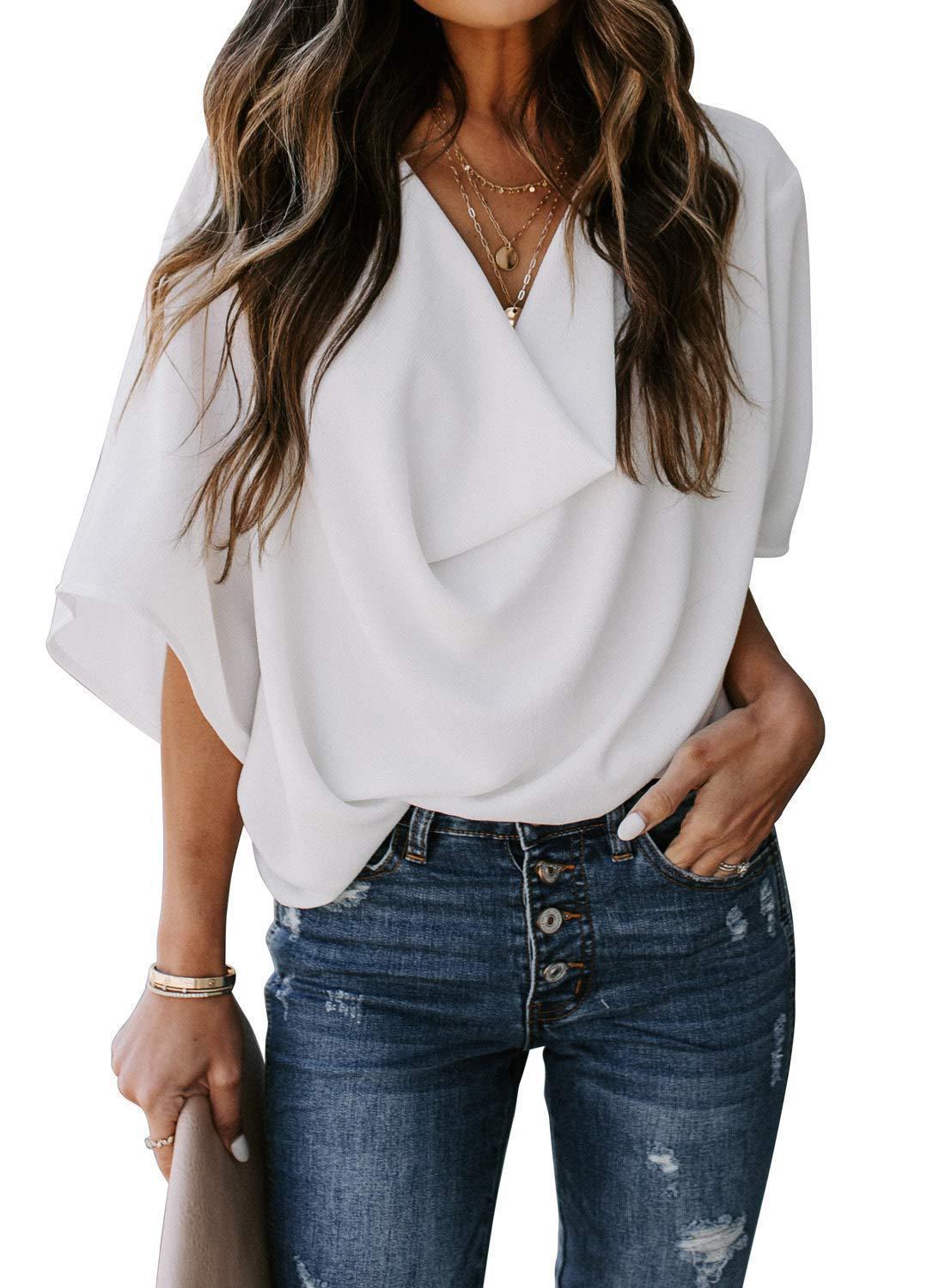 Women's Chiffon Shirt Loose Casual T-shirt Blouses