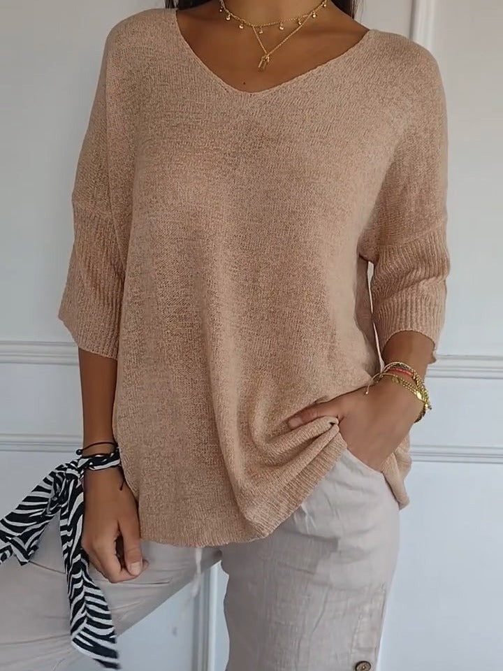 Women's Casual Basic Style Slimming Solid Color Women's Sweater