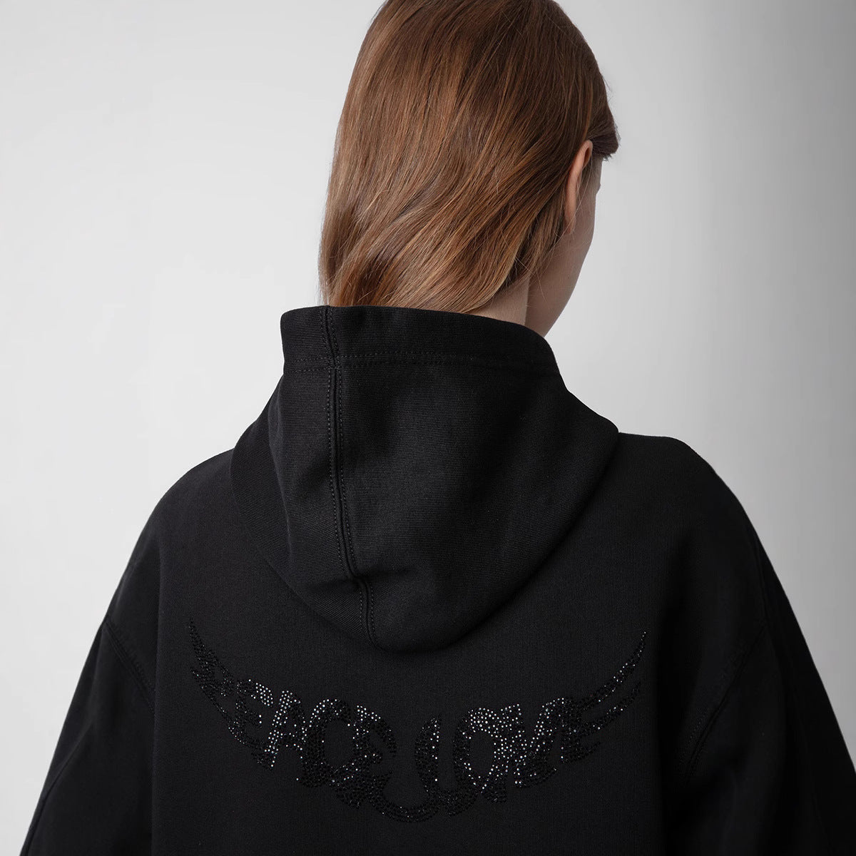 Women's Niche Back Wings Rhinestone Black Veet Sweaters