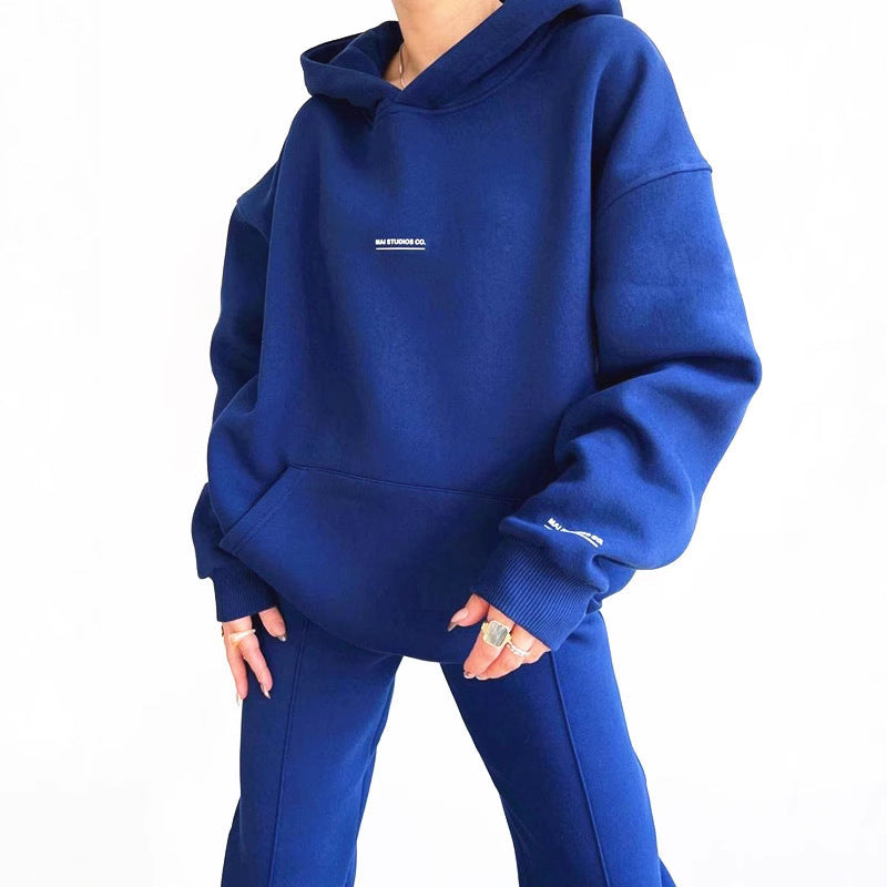 Women's Outfit Fleece-lined Long Sleeve Thick Trousers Fashion Casual Suit