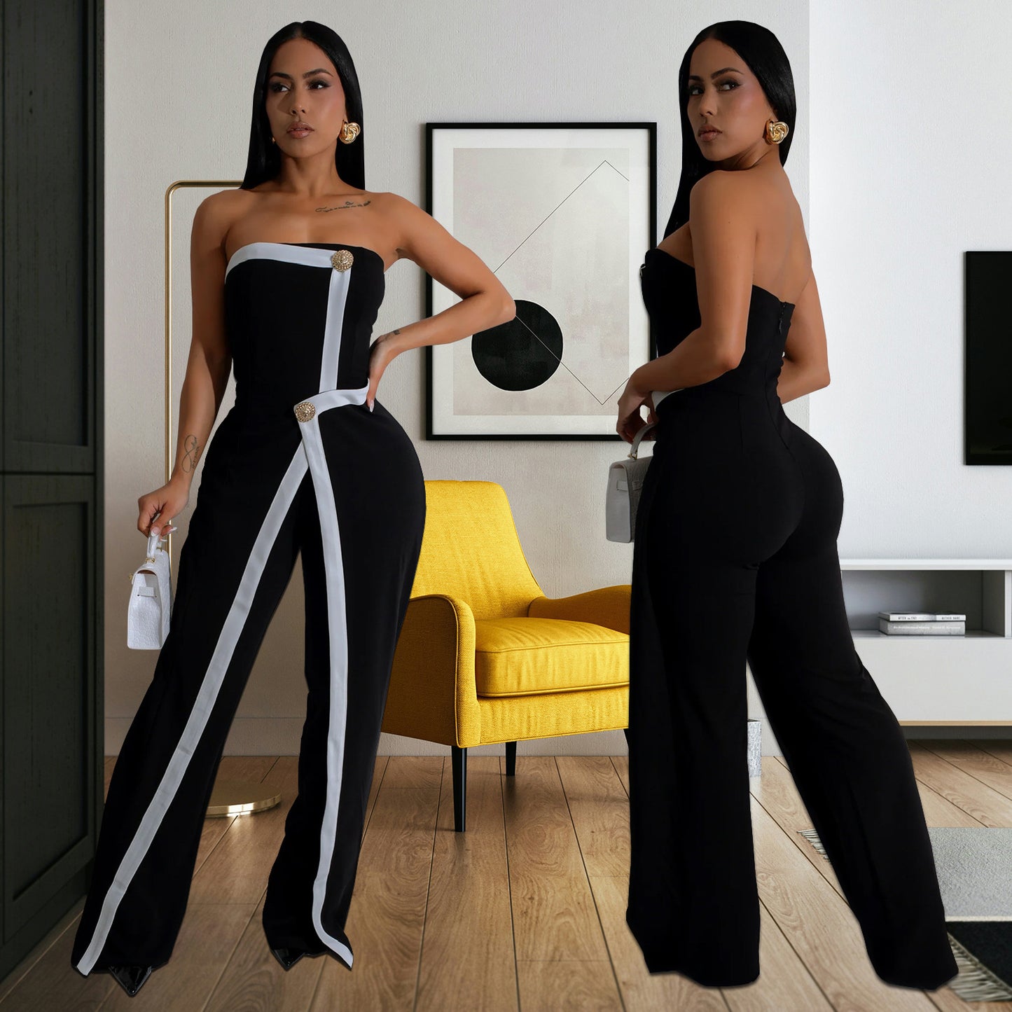 Women's Fashion Wear Sexy Tube Arm Covering Jumpsuits