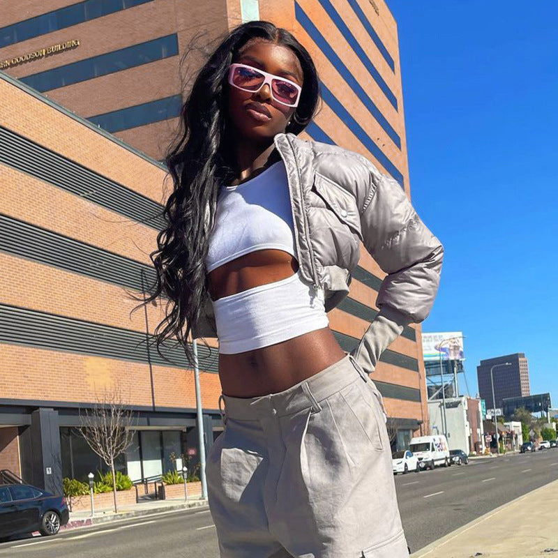 Women's Bobbi Stand Collar Stitching Solid Color Coats