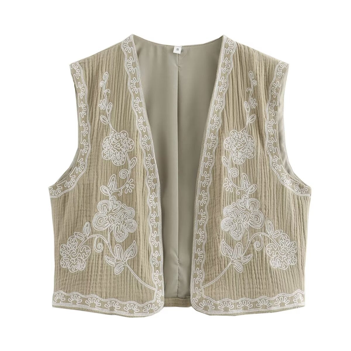 Casual Creative Summer Two-color Embroidered Collar Vests