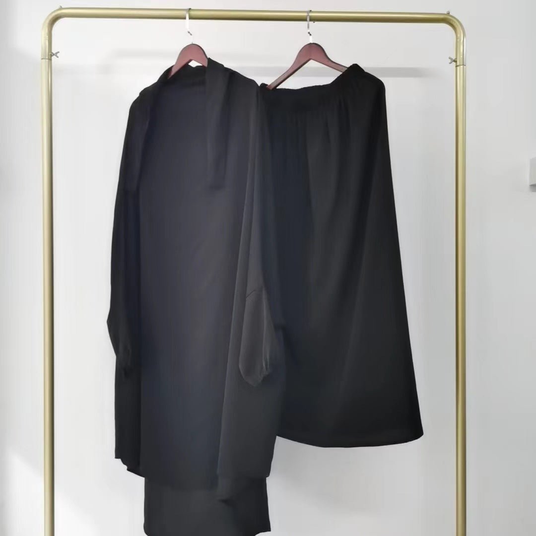 Robe Side Pocket Hooded Solid Color Dresses
