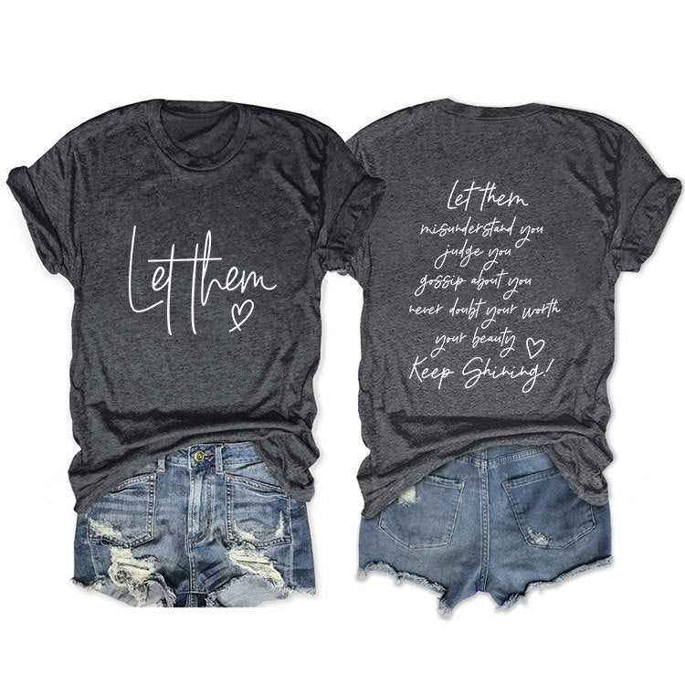 Casual Front Rear Printed Simple Sleeve Blouses