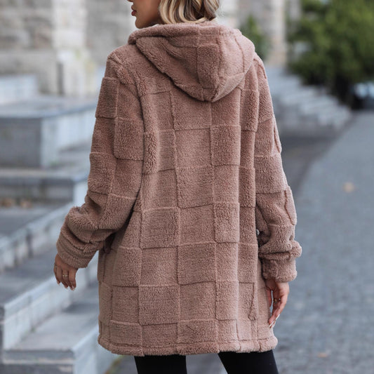 Women's Stylish Loose Hooded Long Plush Coats