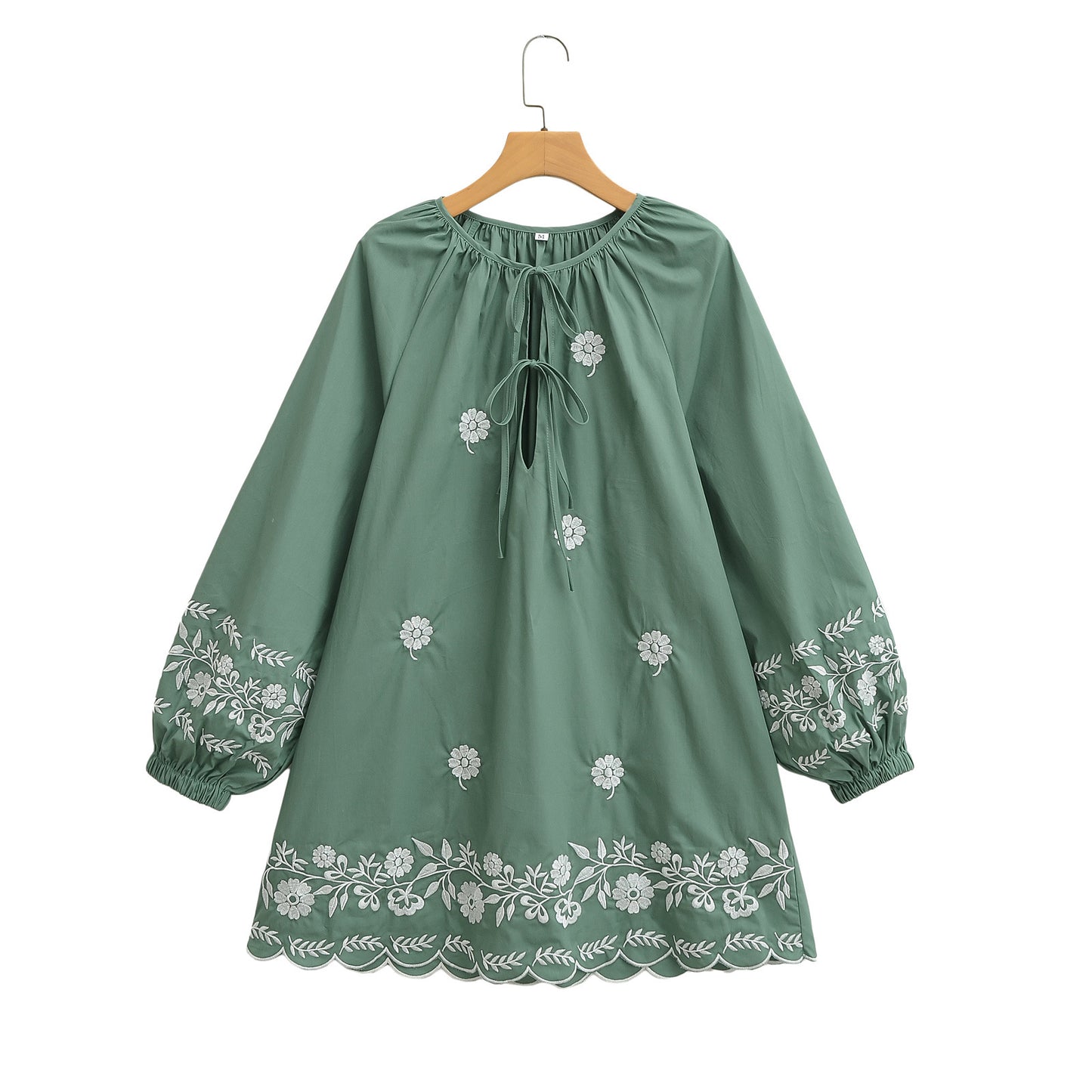 Women's Flower Embroidery Casual Long Sleeve Dress Dresses