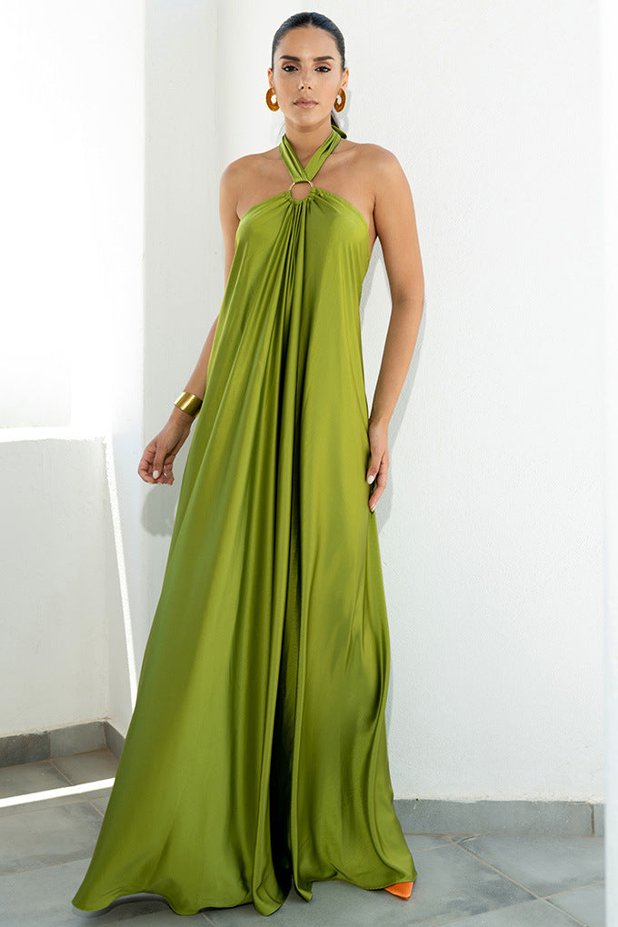 Women's Sexy Temperament Satin Sling Formal Swing Dress Dresses