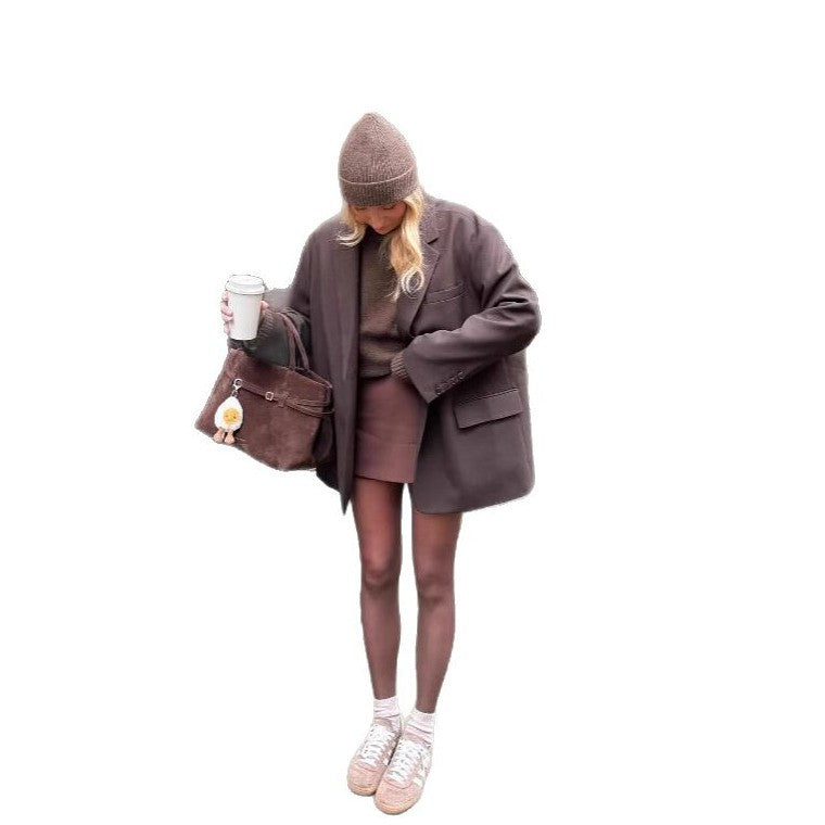 Women's Solid Color Long-sleeved Advanced Design Sense Blazers