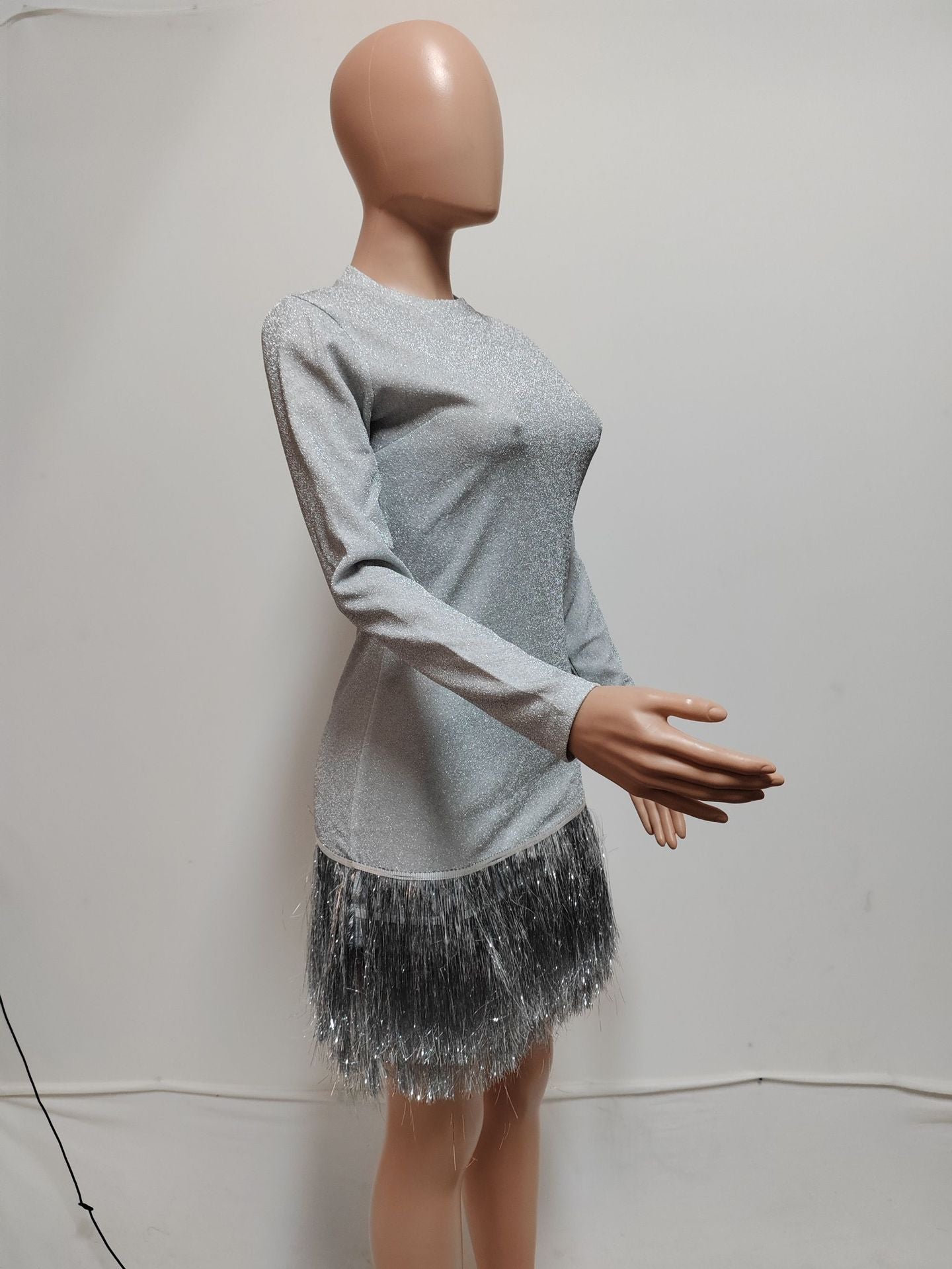 Composite Fabric Tassel Dress Fit Slimming Dresses