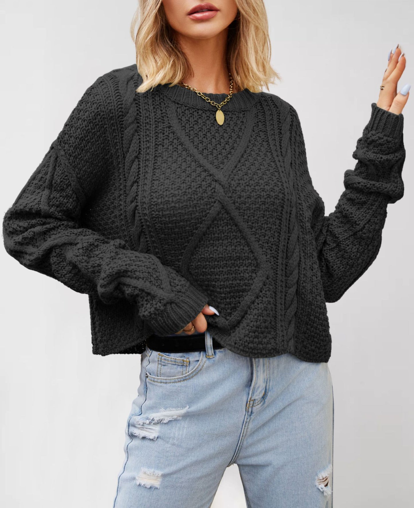 Women's Twist Twisted Rope Loose Thick Needle Sweaters