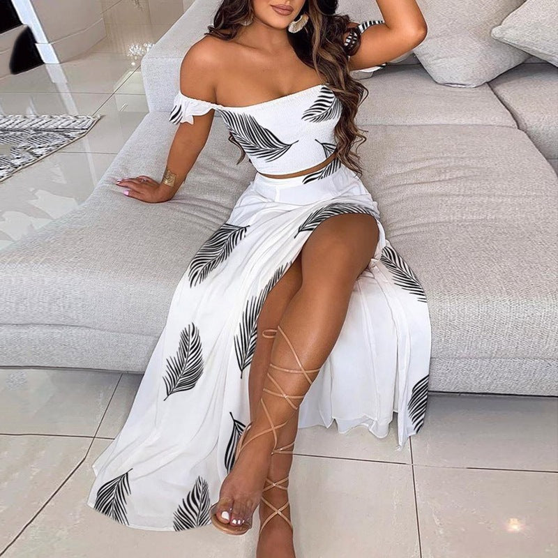 Women's French Bohemian Printed Mid-length Retro Tube Suits