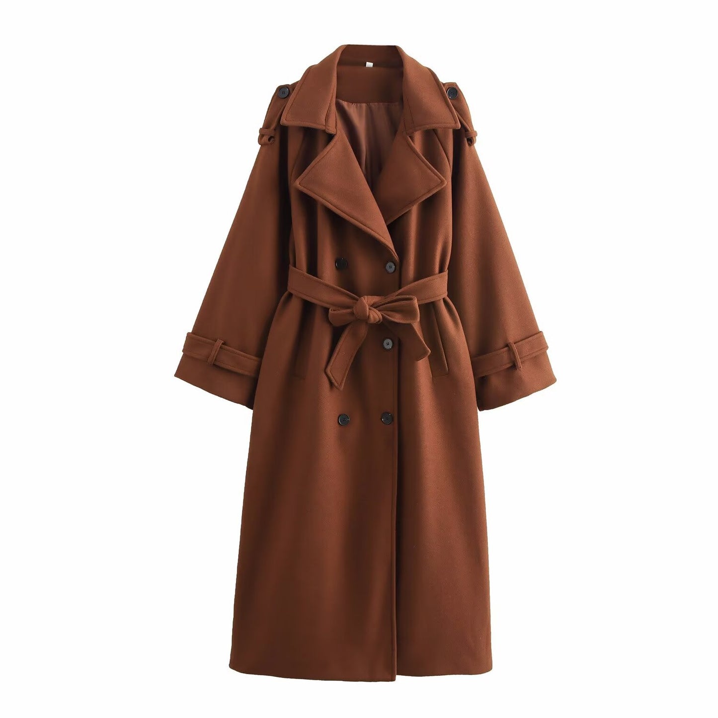 Women's Fashion Casual With Belt Long Woolen Coats