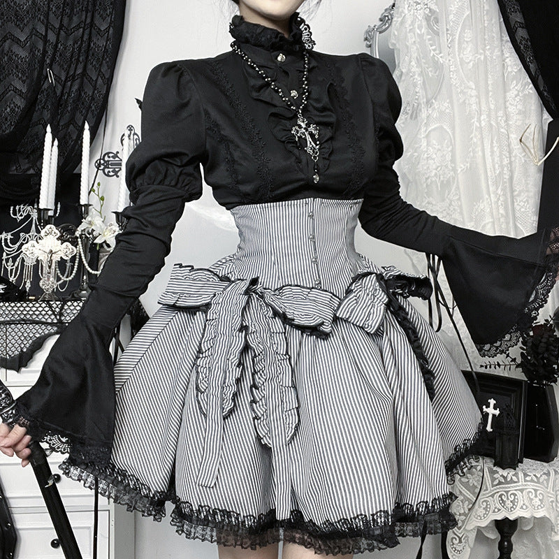 Halloween Autumn Striped Puffy Subculture Dark Skirts