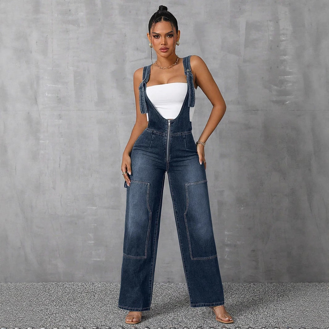 Women's Personalized Hot Overalls Wide Leg Straight Jumpsuits