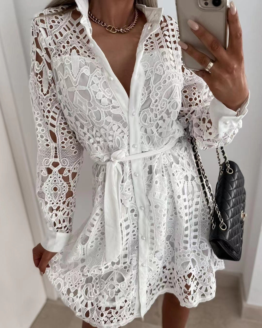 Women's Fashionable Elegant Lace Mini Dress For Dresses