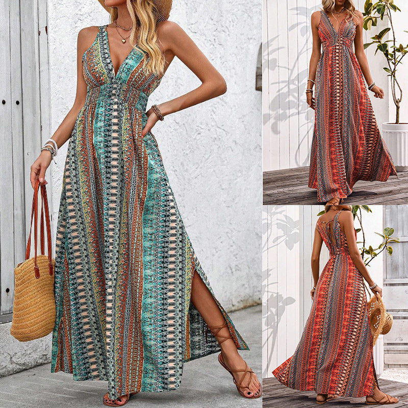 Women's Fashion Sexy Deep V Sleeveless Backless Dress