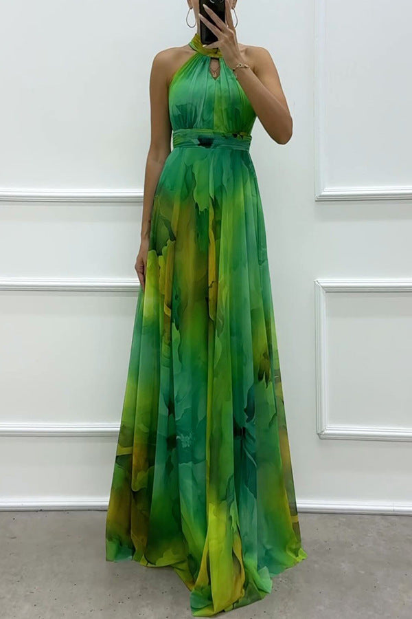 Women's Sleeveless Printed Dress Fashion Large Swing Dresses