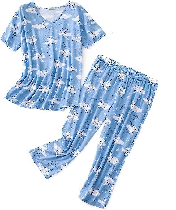 Women's Short-sleeved Cropped Knitted Cotton Home Wear Fashion Casual Suit