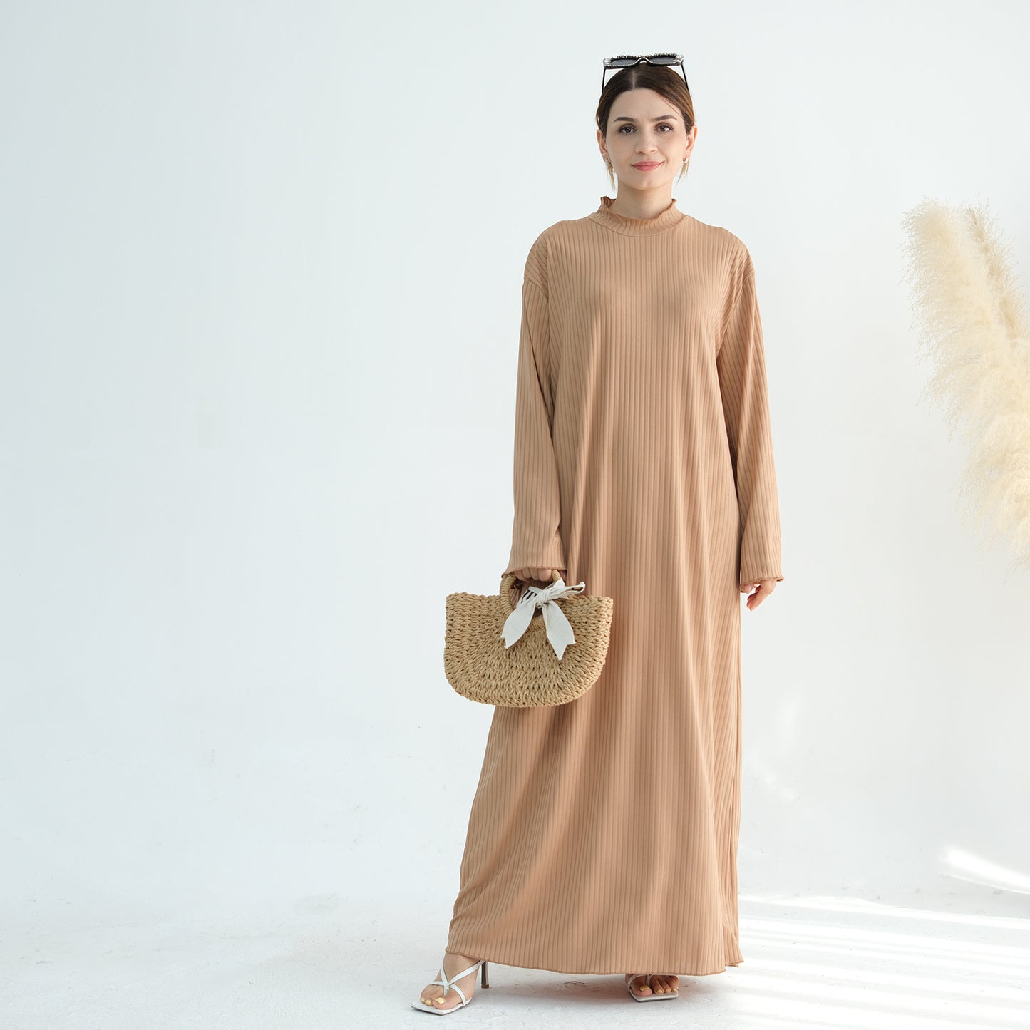 Turkey Multicolor Stand Collar Dress Robe Dresses