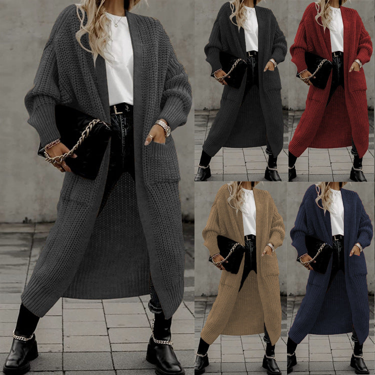 Women's Long Pocket Oversized Knit Loose Women's Sweater
