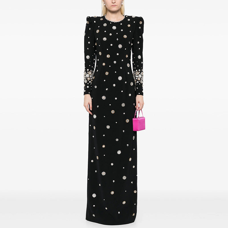 Fashion Bead Diamond Slim Long Formal Dress