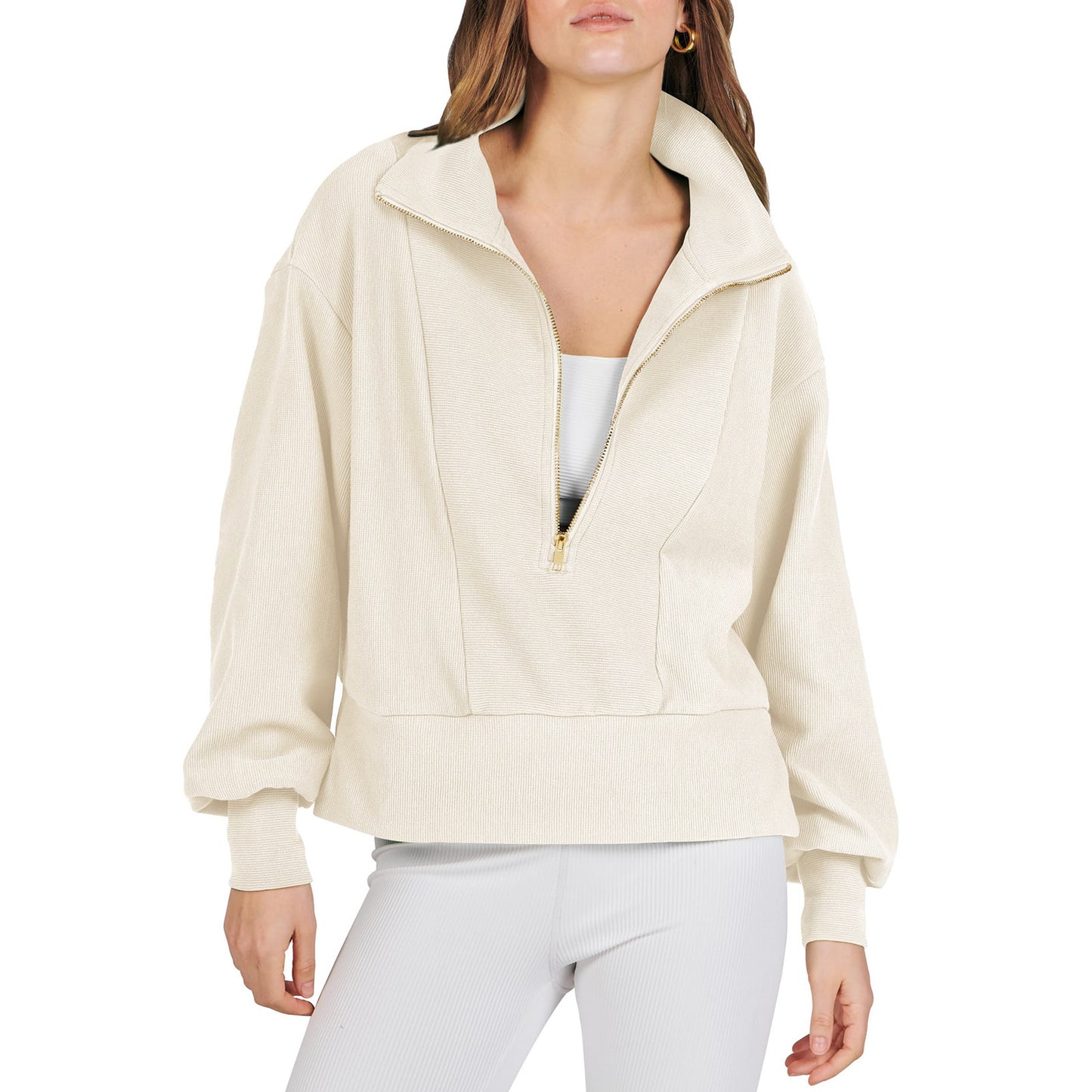 Women's Zipper Pullover Long Sleeve Sweatshirt Casual Women's Sweater, Sweater
