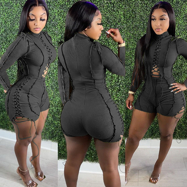 Women's Fashion Sexy Patchwork Solid Color Tether Jumpsuits