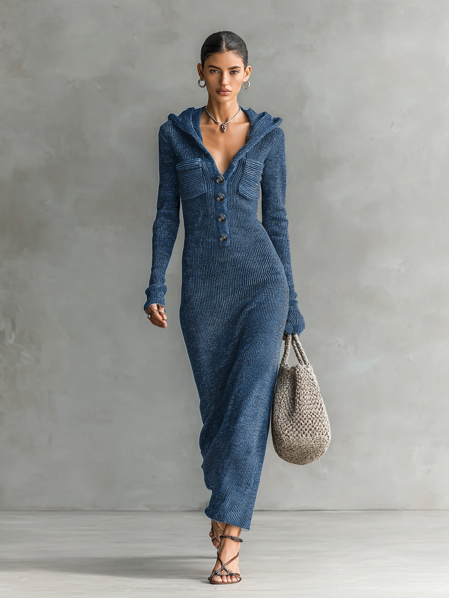 Women's Autumn Slim Fit Slimming Half-open Collar Dress