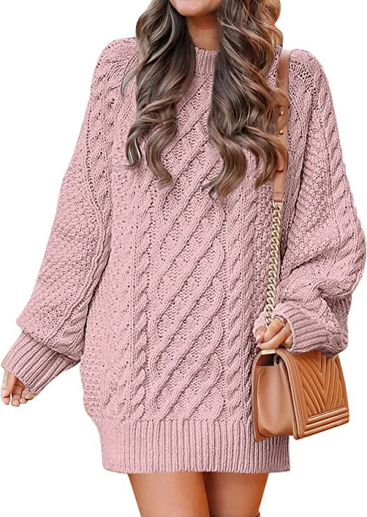 Women's Round Neck Long Sleeve Large Profile Sweaters