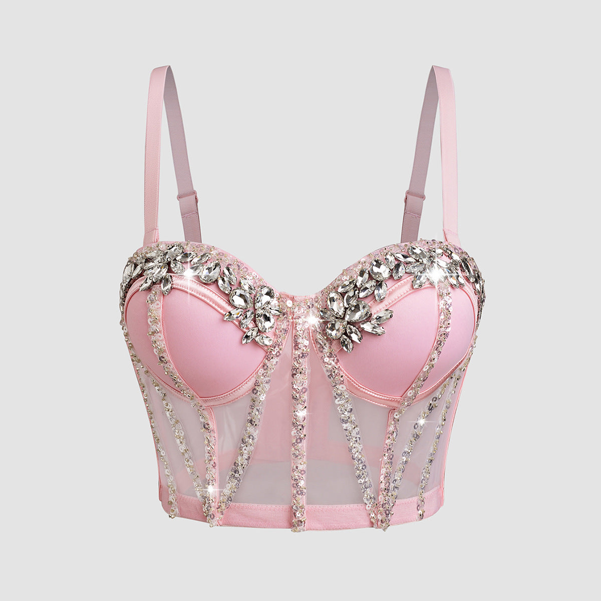 Women's Camisole Handmade Rhinestone Sequins Bra Can Be Worn Outside Tops