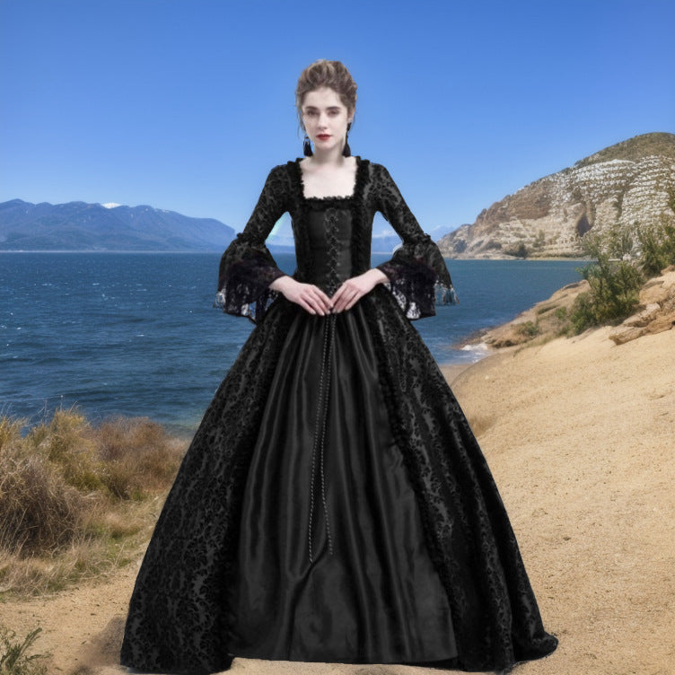 New Printed Court Dress Medieval Victorian Dresses