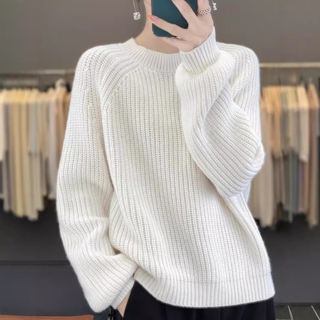 Women's Light Flash Thickening Round Neck Profile Lazy Sweater