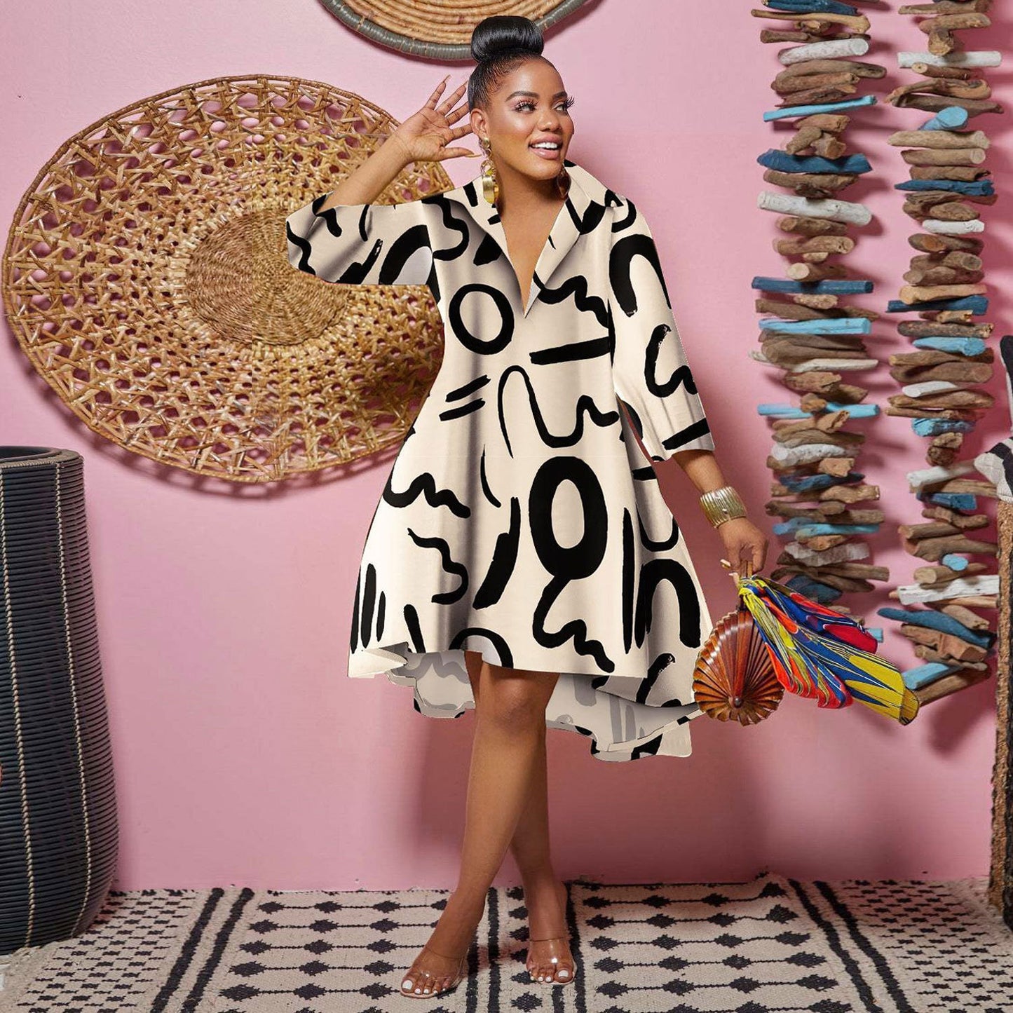 Deep Lapel Color Dress Nightclub Uniforms Uniform