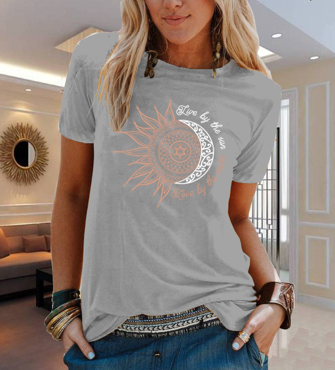 Women's Animal Flowers Print Printed Short-sleeved T-shirt Blouses