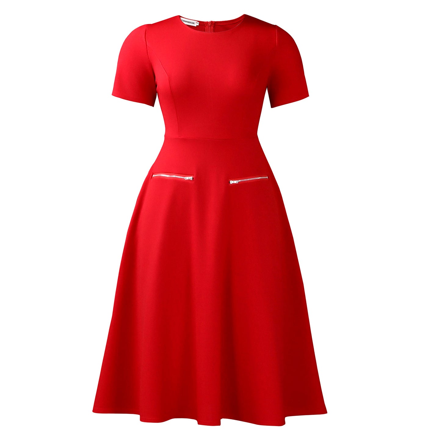 Women's Elegant Temperament Round Neck Waist Trimming Slimming Dress