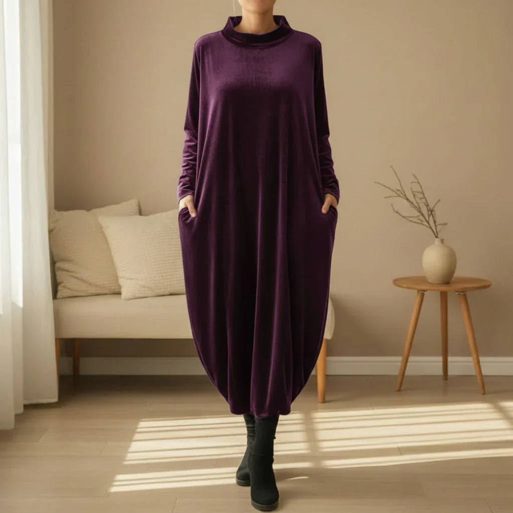 Attractive Durable Veet Loose Temperament Long Dress