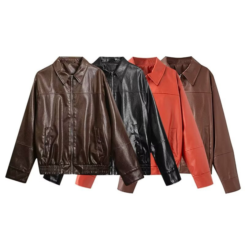 Women's Elegant Pretty Faux Leather Bomber Jackets