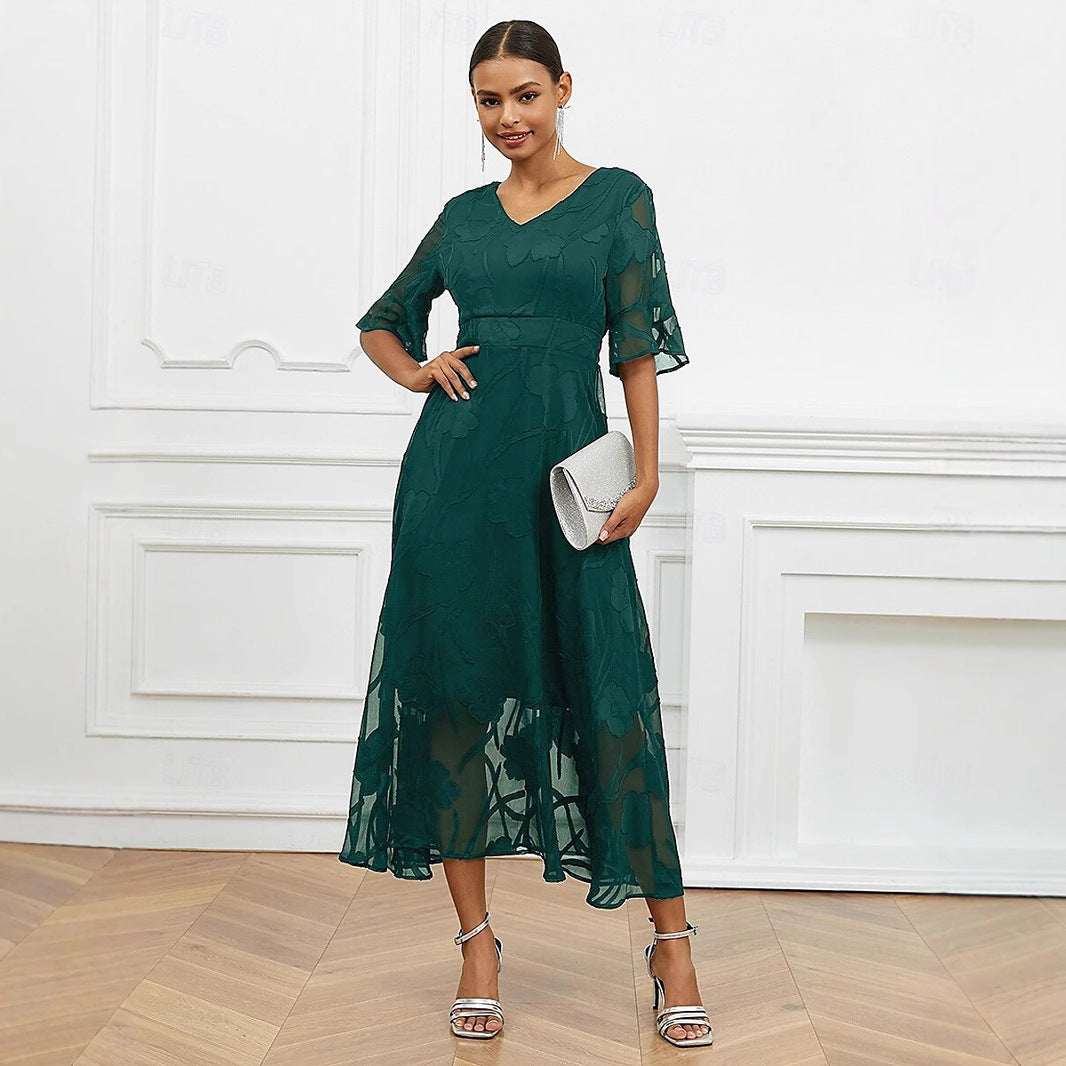 Large Swing Fashionable Elegant Collar Jacquard Dress