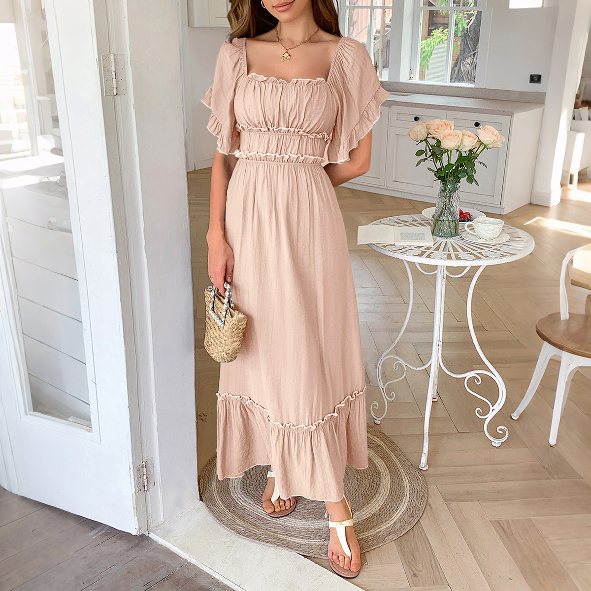 Women's Leisure Vacation Sleeve Simple Maxi Dress Dresses