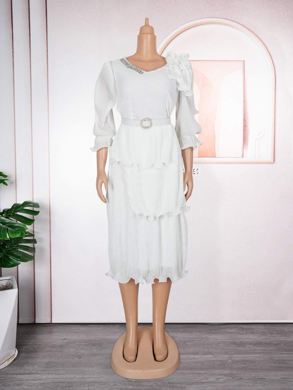 Elegant Sweet Temperament Mid-length Pleated Dress Dresses