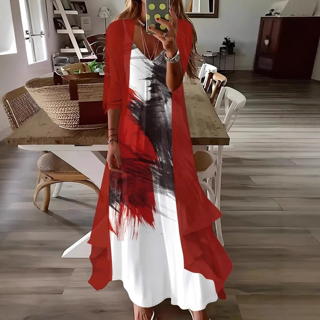 Summer Long Sleeve Loose Floral Totem Dresses