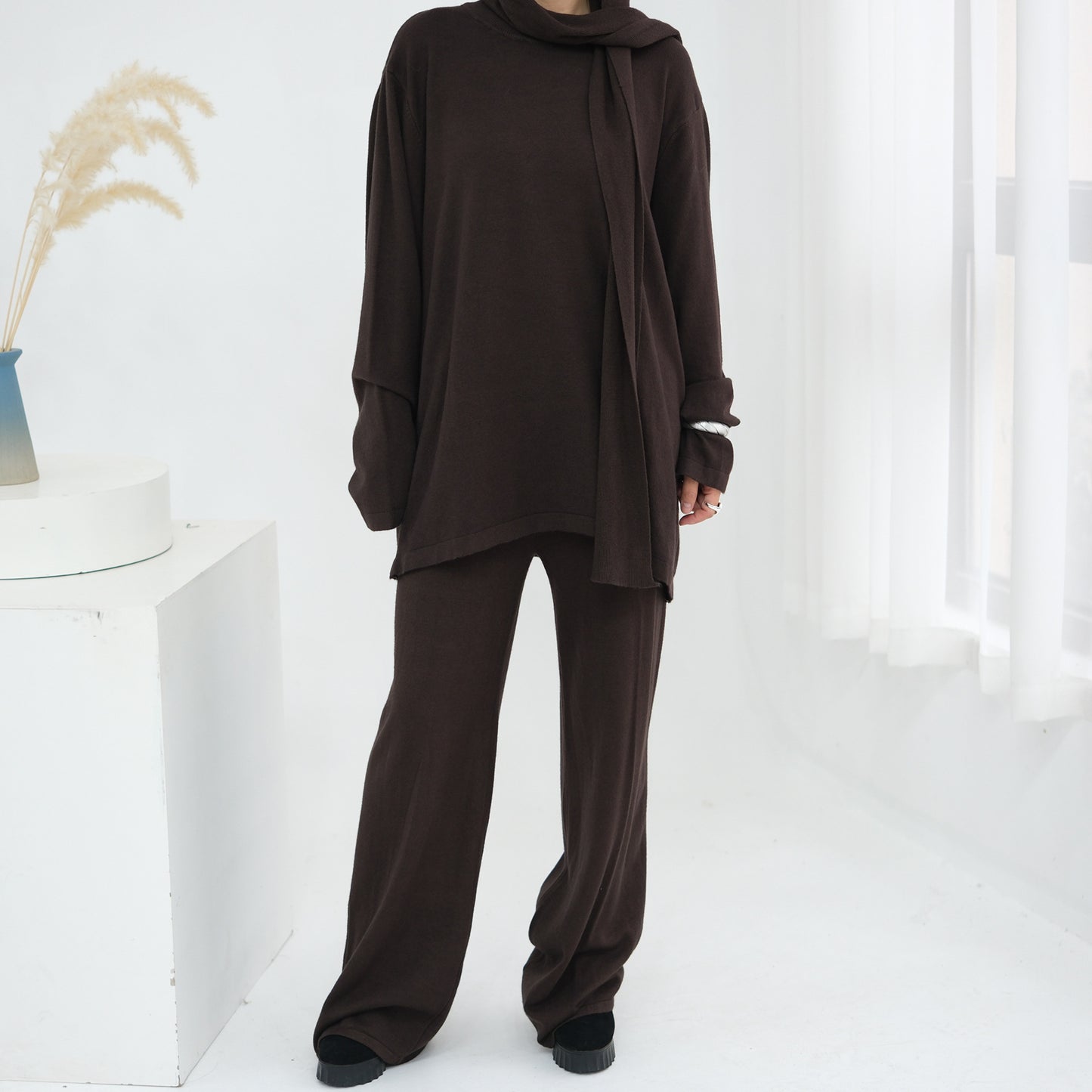 Turkey Knitting Solid Color Two-piece Set Suits