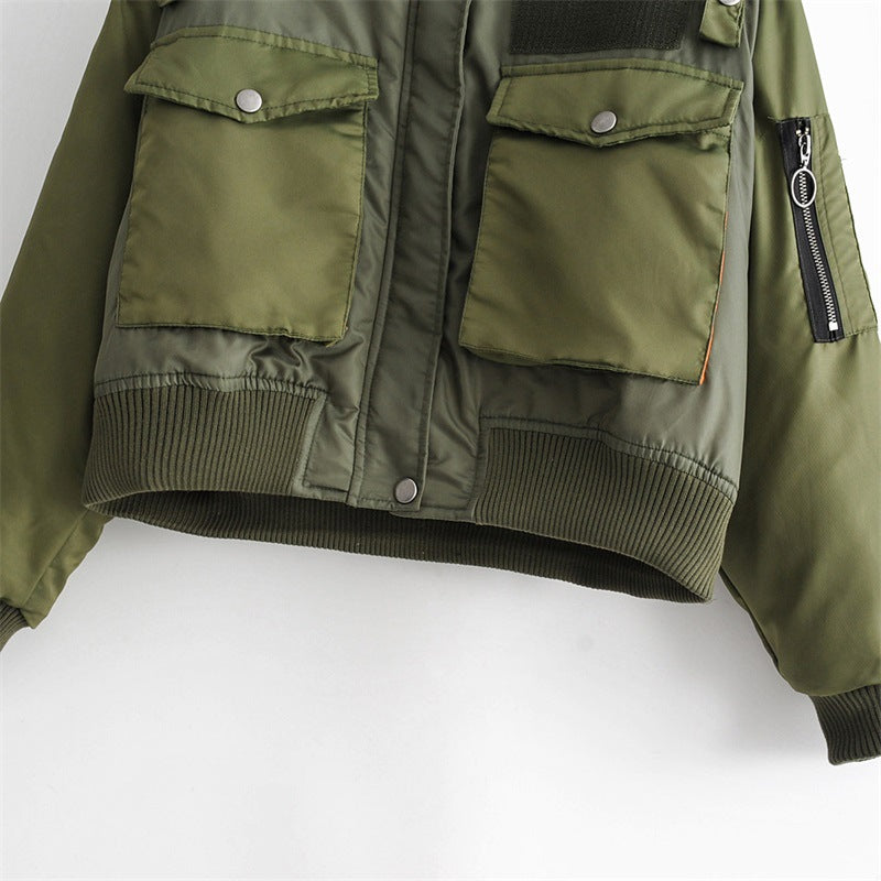Women's Autumn Army Green Flying Cotton Coats