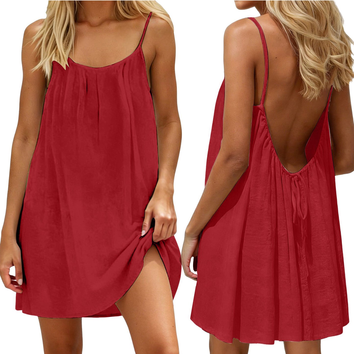 Women's Solid Color Summer Casual Sexy Sling Dress