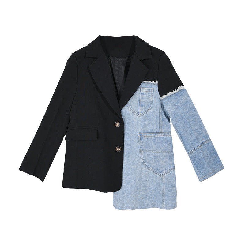 Women's Style Autumn Hongkong Loose Patchwork Denim Fashion Blazers