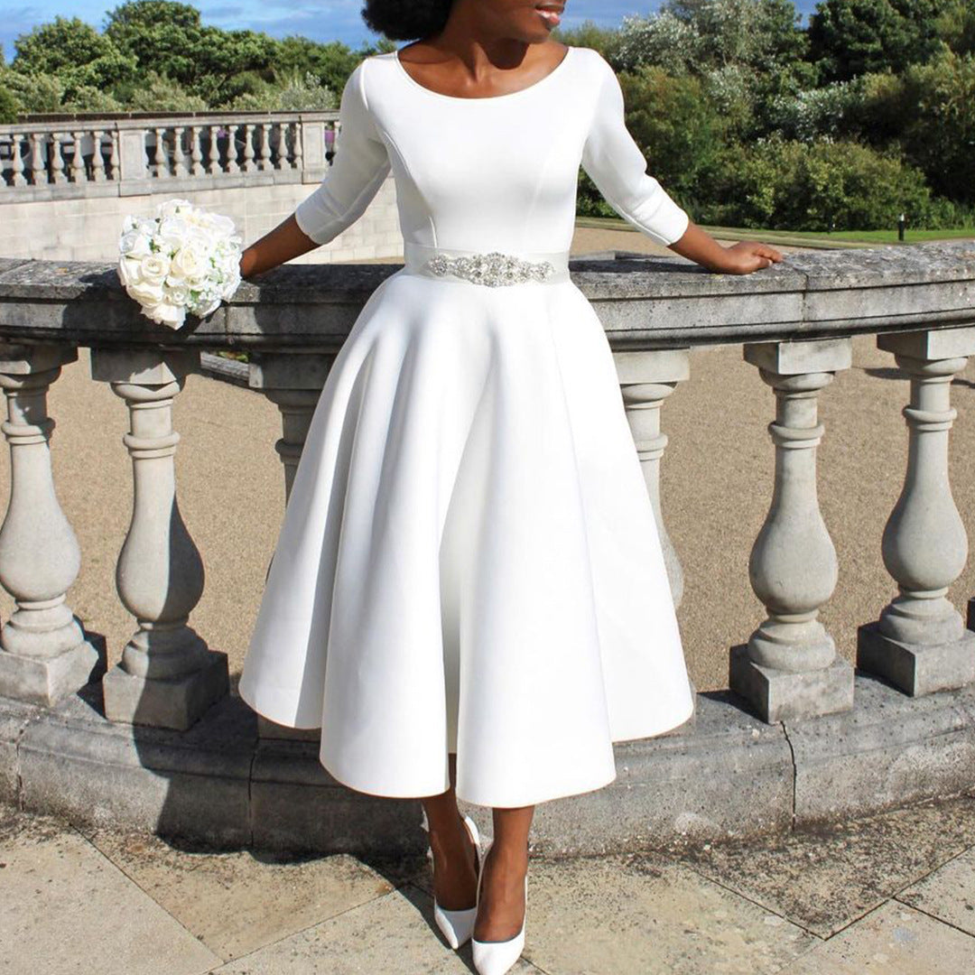 Women's Summer Solid Color Large Swing Elegant Skirts