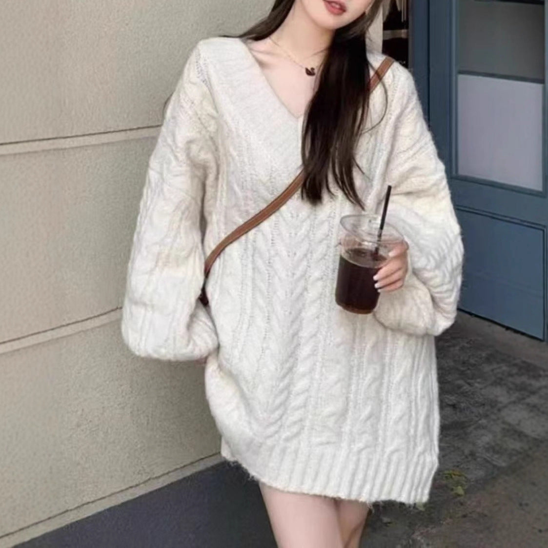 Women's Glutinous Loose Outer Wear Idle Style Design Sense Sweater